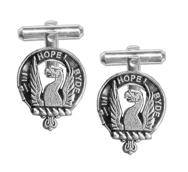 Image 1 of MacIain Clan Badge Stylish Pewter Clan Crest Cufflinks