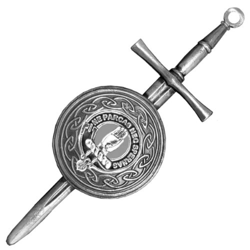 Image 1 of Lamont Clan Badge Sterling Silver Dirk Shield Large Clan Crest Kilt Pin