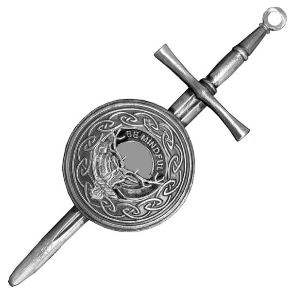 Image 1 of Calder Clan Badge Sterling Silver Dirk Shield Large Clan Crest Kilt Pin