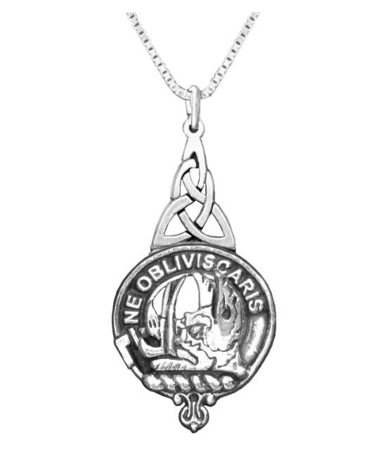 Image 1 of Campbell Of Argyll Clan Badge Sterling Silver Clan Crest Interlace Drop Pendant