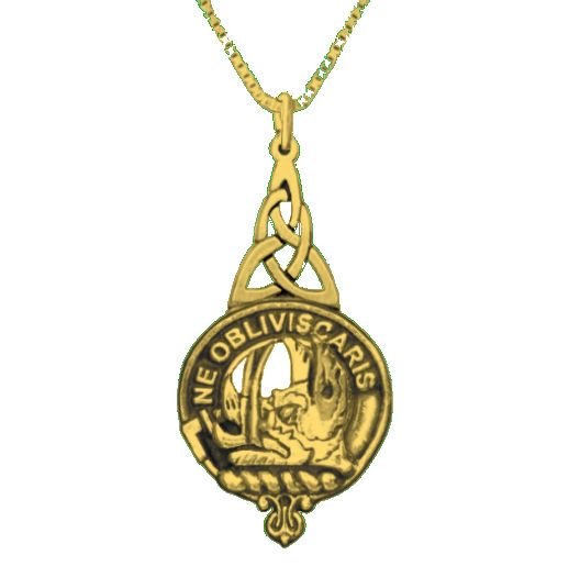 Image 1 of Campbell Of Argyll Clan Badge 10K Yellow Gold Clan Crest Interlace Drop Pendant