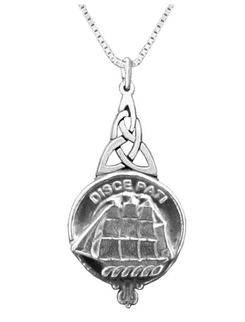 Image 1 of Duncan Clan Badge Stylish Pewter Clan Crest Interlace Drop Pendant