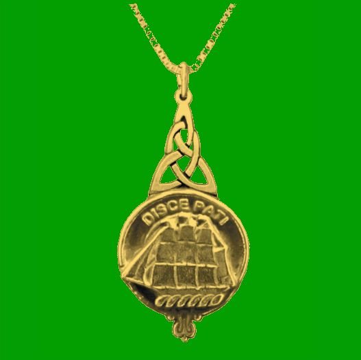 Image 0 of Duncan Clan Badge 10K Yellow Gold Clan Crest Interlace Drop Pendant