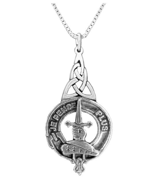 Image 1 of Erskine Clan Badge Stylish Pewter Clan Crest Interlace Drop Pendant