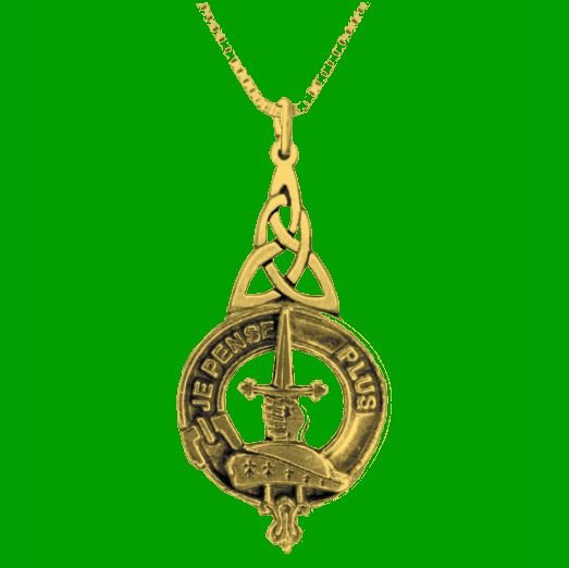 Image 0 of Erskine Clan Badge 10K Yellow Gold Clan Crest Interlace Drop Pendant