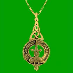 Erskine Clan Badge 10K Yellow Gold Clan Crest Interlace Drop Pendant