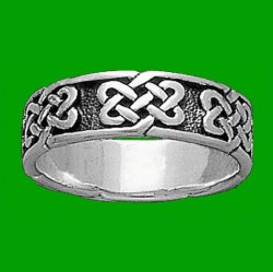 Celtic Endless Knotwork 14K White Gold Mens Ring Wedding Band