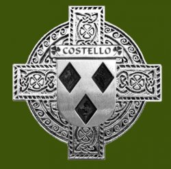 Costello Irish Coat Of Arms Celtic Cross Stylish Pewter Family Crest Badge 