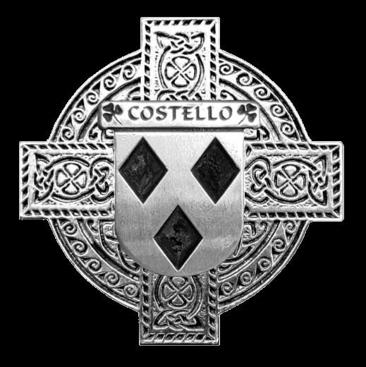 Image 0 of Costello Irish Coat Of Arms Celtic Cross Sterling Silver Family Crest Badge 