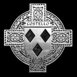 Costello Irish Coat Of Arms Celtic Cross Sterling Silver Family Crest Badge 