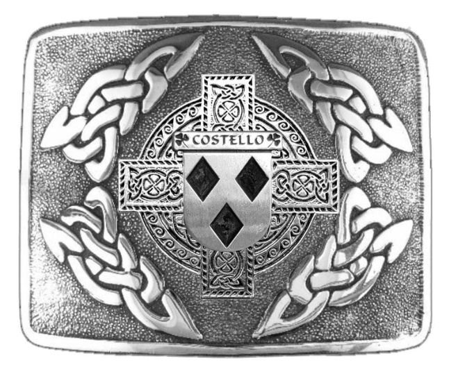 Image 1 of Costello Irish Badge Interlace Mens Sterling Silver Kilt Belt Buckle