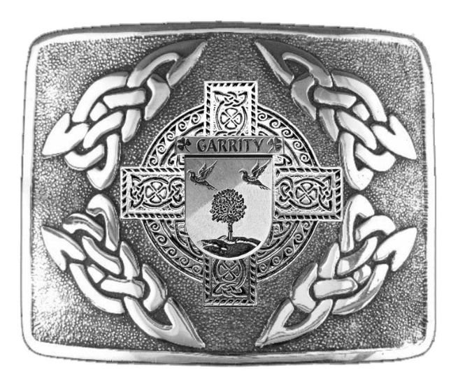 Image 1 of Garrity Irish Badge Interlace Mens Sterling Silver Kilt Belt Buckle