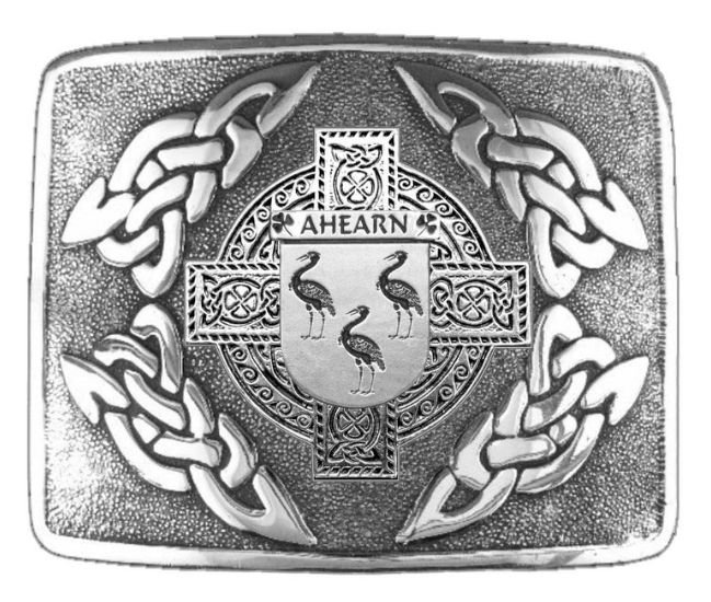 Image 1 of Ahearn Irish Badge Interlace Mens Sterling Silver Kilt Belt Buckle