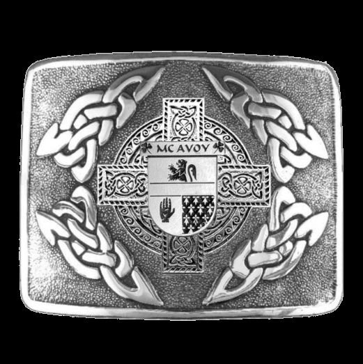 Image 0 of McAvoy Irish Badge Interlace Mens Sterling Silver Kilt Belt Buckle