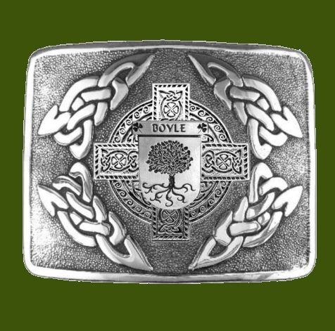 Image 0 of Boyle Irish Badge Interlace Mens Stylish Pewter Kilt Belt Buckle