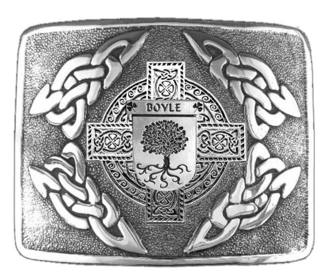 Image 1 of Boyle Irish Badge Interlace Mens Stylish Pewter Kilt Belt Buckle