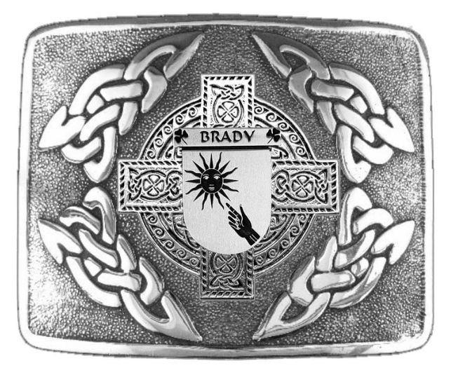 Image 1 of Brady Irish Badge Interlace Mens Sterling Silver Kilt Belt Buckle