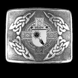 Brady Irish Badge Interlace Mens Sterling Silver Kilt Belt Buckle