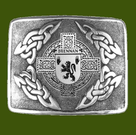 Image 0 of Brennan Irish Badge Interlace Mens Stylish Pewter Kilt Belt Buckle