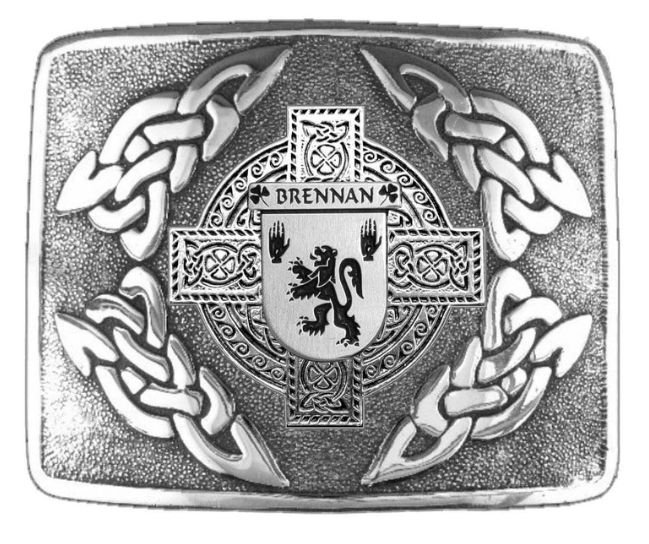Image 1 of Brennan Irish Badge Interlace Mens Sterling Silver Kilt Belt Buckle