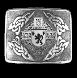 Brennan Irish Badge Interlace Mens Sterling Silver Kilt Belt Buckle