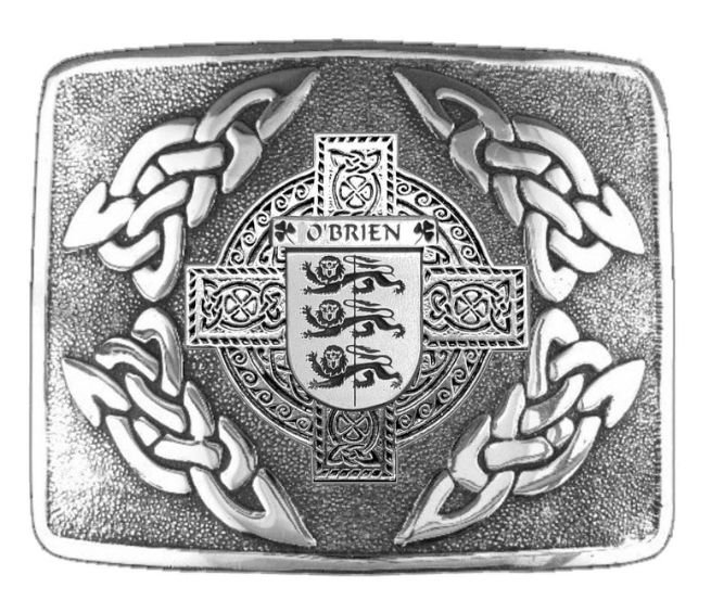 Image 1 of OBrien Irish Badge Interlace Mens Sterling Silver Kilt Belt Buckle