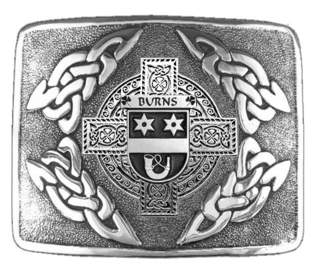 Image 1 of Burns Irish Badge Interlace Mens Sterling Silver Kilt Belt Buckle