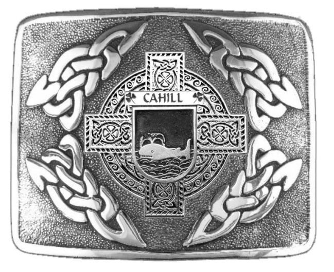 Image 1 of Cahill Irish Badge Interlace Mens Sterling Silver Kilt Belt Buckle