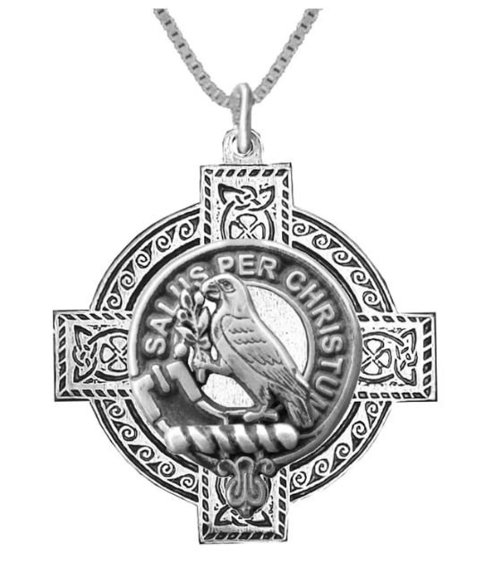 Image 1 of Abernethy Clan Badge Celtic Cross Sterling Silver Clan Crest Pendant