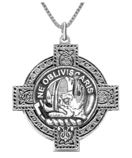 Image 1 of Campbell Of Argyll Clan Badge Celtic Cross Sterling Silver Clan Crest Pendant