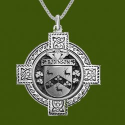 Robinson Irish Coat Of Arms Celtic Cross Pewter Family Crest Pendant