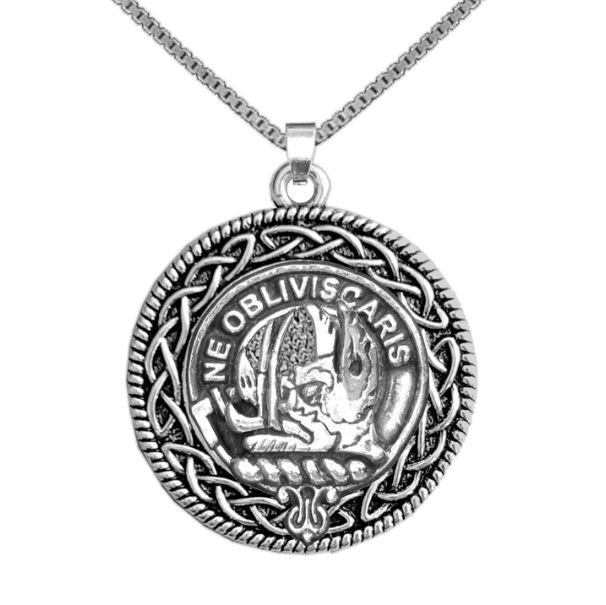 Image 1 of Campbell Of Argyll Clan Badge Celtic Round Sterling Silver Clan Crest Pendant