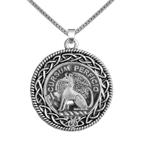 Image 1 of Hunter Clan Badge Celtic Round Sterling Silver Clan Crest Pendant