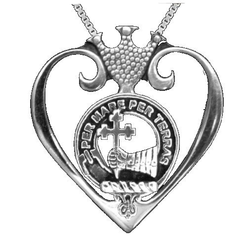 Image 1 of MacDonald Clan Badge Luckenbooth Heart Stylish Pewter Clan Crest Pendant