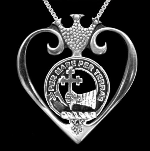 Image 0 of MacDonald Clan Badge Luckenbooth Heart Sterling Silver Clan Crest Pendant