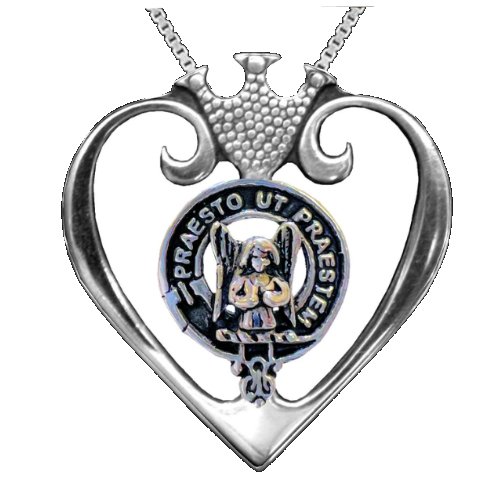 Image 1 of Preston Clan Badge Luckenbooth Heart Stylish Pewter Clan Crest Pendant