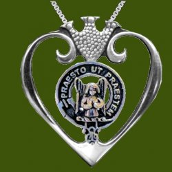 Preston Clan Badge Luckenbooth Heart Stylish Pewter Clan Crest Pendant
