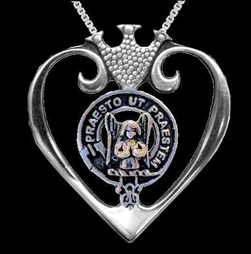 Image 0 of Preston Clan Badge Luckenbooth Heart Sterling Silver Clan Crest Pendant