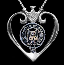 Preston Clan Badge Luckenbooth Heart Sterling Silver Clan Crest Pendant