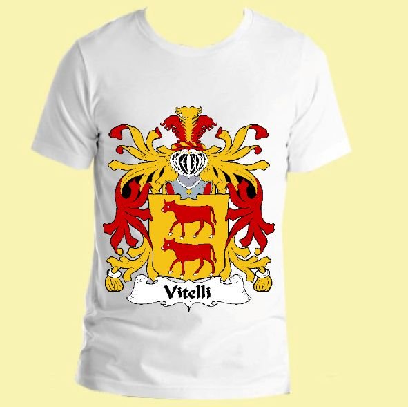 Image 0 of Vitelli Italian Coat of Arms Surname Adult Unisex Cotton T-Shirt