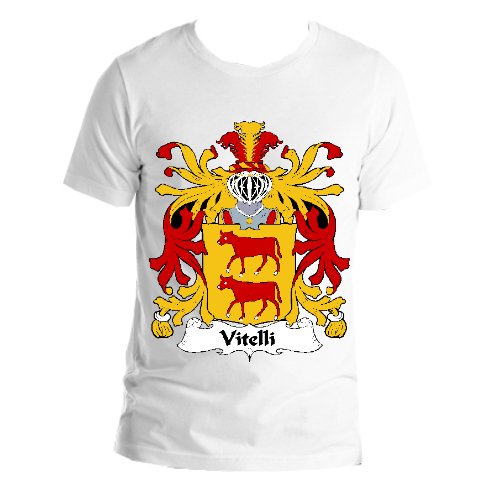 Image 1 of Vitelli Italian Coat of Arms Surname Adult Unisex Cotton T-Shirt