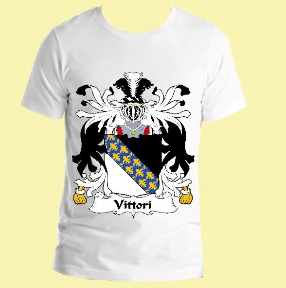 Image 0 of Vittori Italian Coat of Arms Surname Adult Unisex Cotton T-Shirt