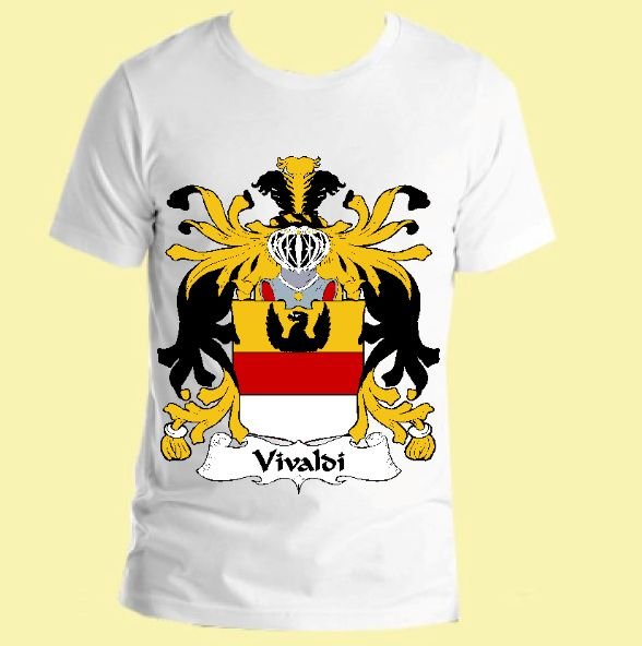 Image 0 of Vivaldi Italian Coat of Arms Surname Adult Unisex Cotton T-Shirt