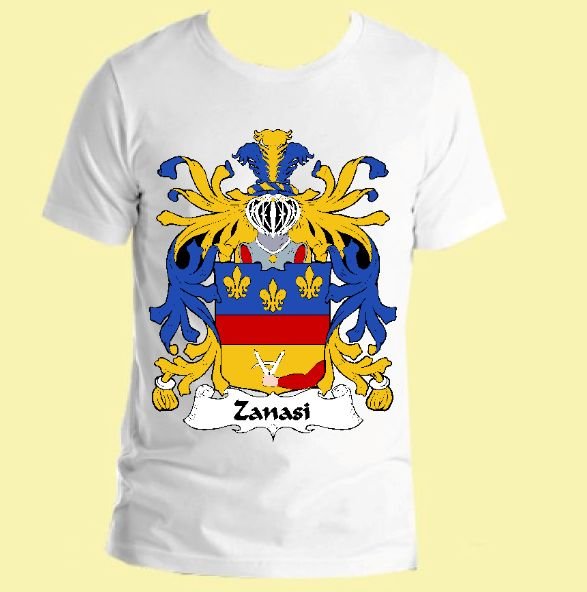 Image 0 of Zanasi Italian Coat of Arms Surname Adult Unisex Cotton T-Shirt