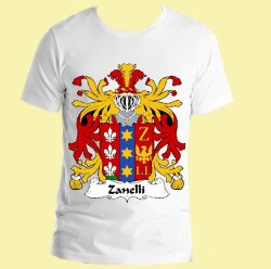 Zanelli Italian Coat of Arms Surname Adult Unisex Cotton T-Shirt