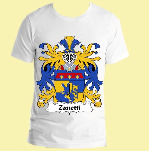 Image 0 of Zanetti Italian Coat of Arms Surname Adult Unisex Cotton T-Shirt