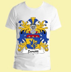 Zanetti Italian Coat of Arms Surname Adult Unisex Cotton T-Shirt