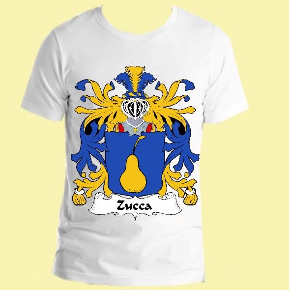 Image 0 of Zucca Italian Coat of Arms Surname Adult Unisex Cotton T-Shirt
