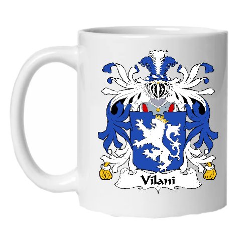 Image 1 of Villani Italian Coat of Arms Surname Double Sided Ceramic Mugs Set of 2