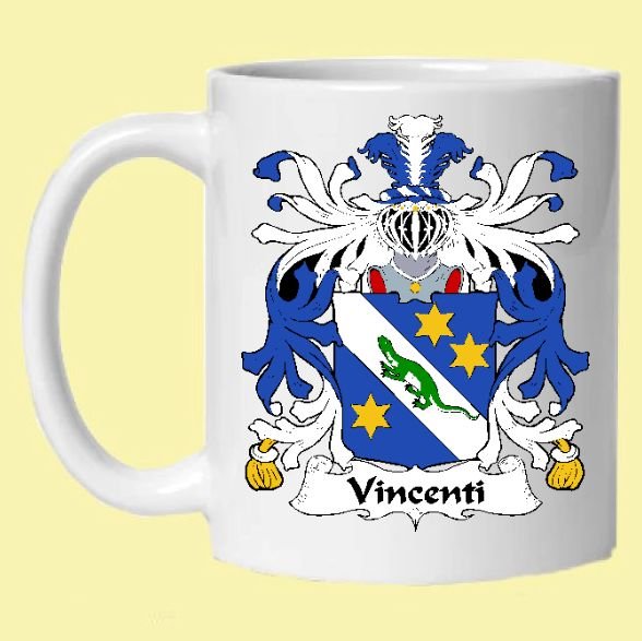 Image 0 of Vincenti Italian Coat of Arms Surname Double Sided Ceramic Mugs Set of 2